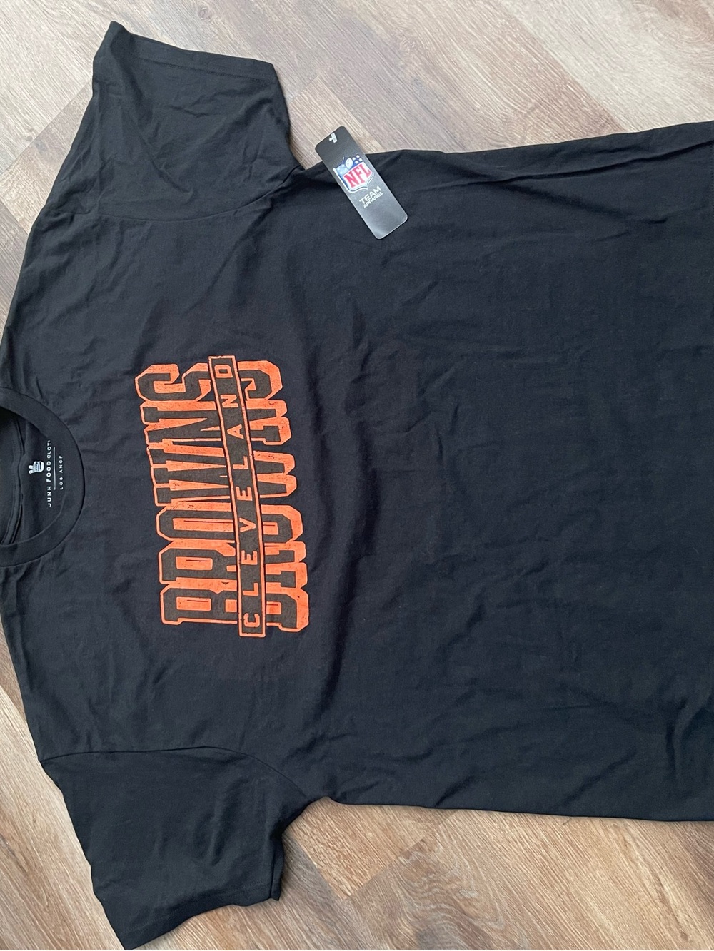 NWT Junk Food Clothing NFL Black Tee with Orange Cleveland Browns Chest Logo